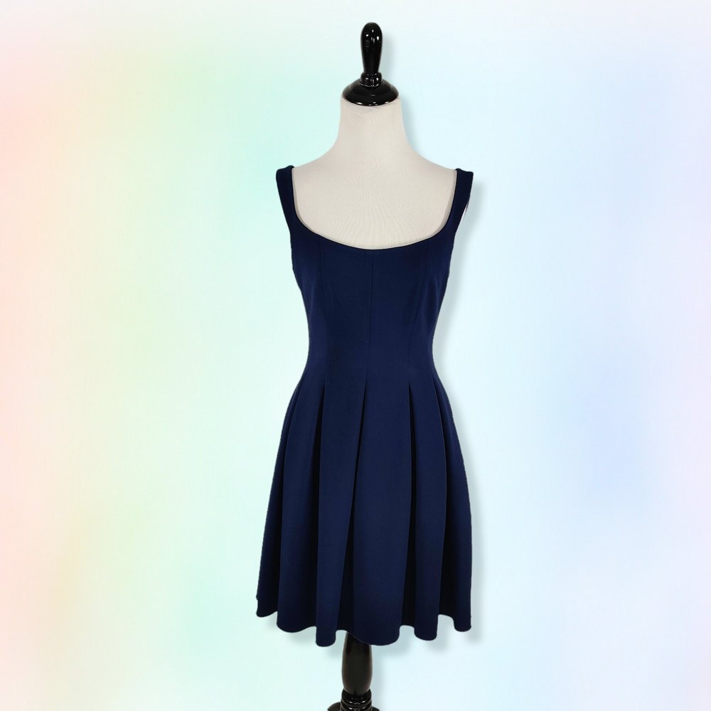 Jill Jill Stuart Womens Solid Sleeveless Pleated‎ Mini Skater Dress Blue Size 2